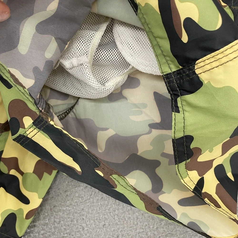 Zara Swim Trunks Mens Medium Camo Green Black Pockets‎ Swim Beach Lightweight